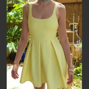 Yellow Empire Waist Mini Dress